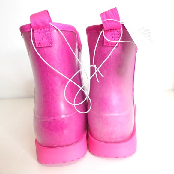 Hot Pink Fleece lined Rubber Slipper Boots - Picture 4 of 10